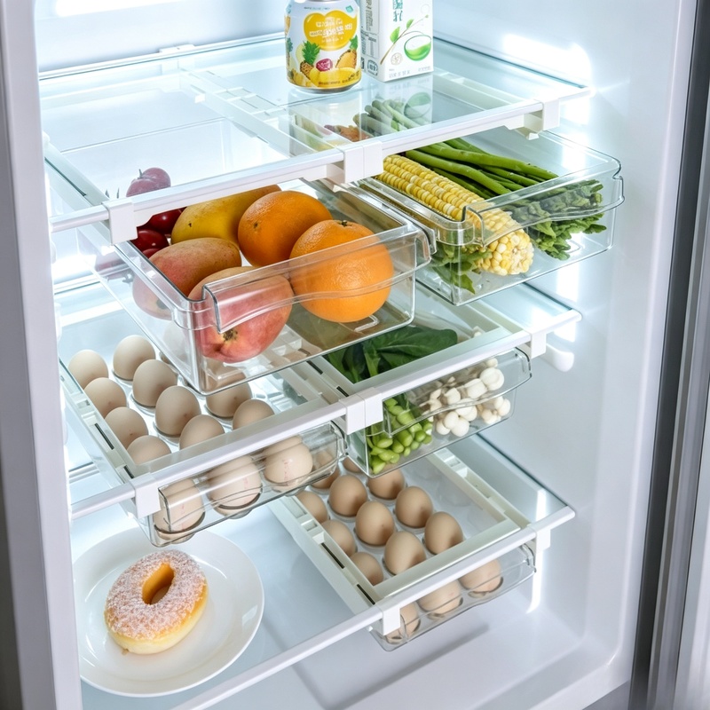 Food Storage With Dividers - Kotak Penyimpanan Kulkas Geser Gantung, Tempat