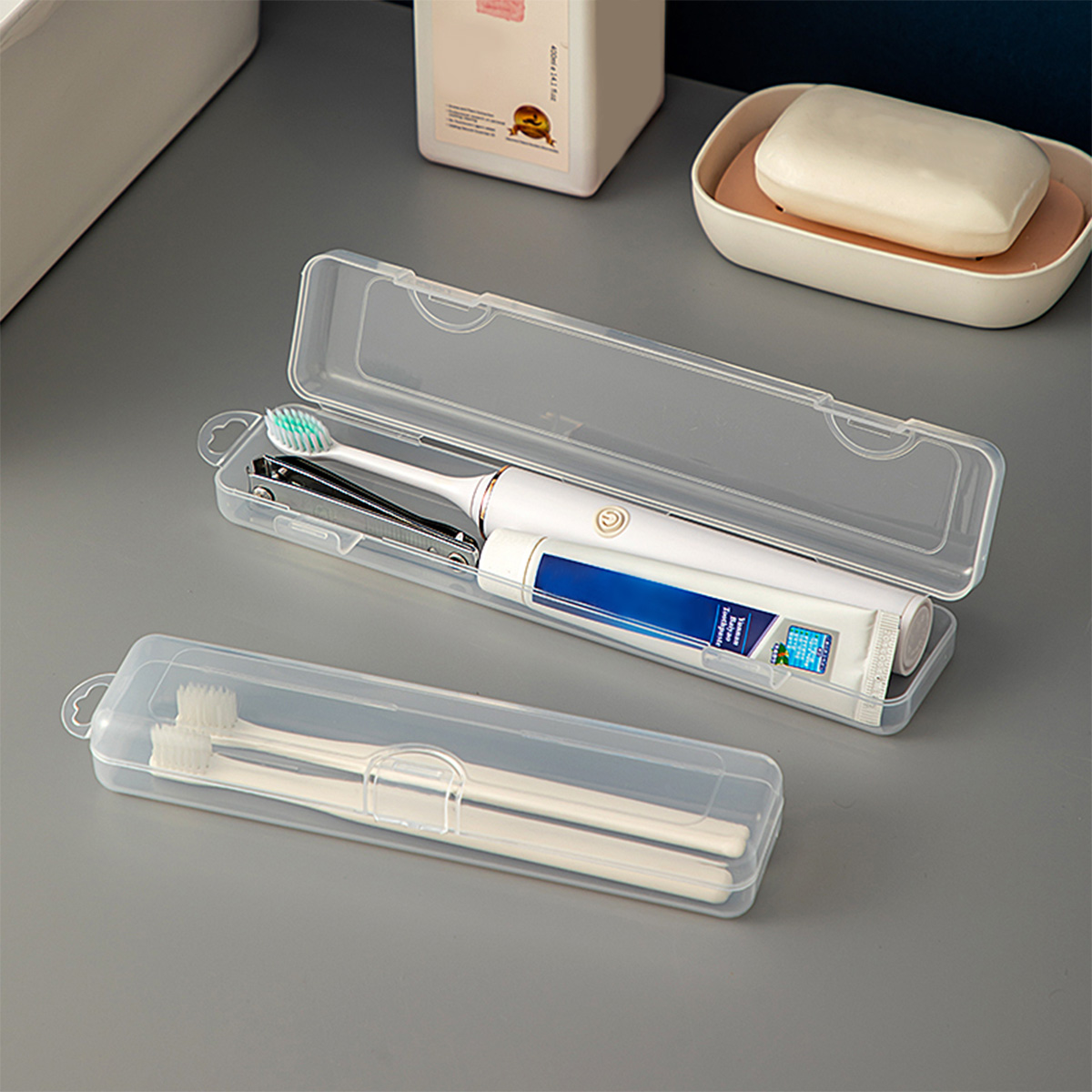 Food Storage With Dividers - WORTHBUY Kotak sikat gigi transparan, tempat