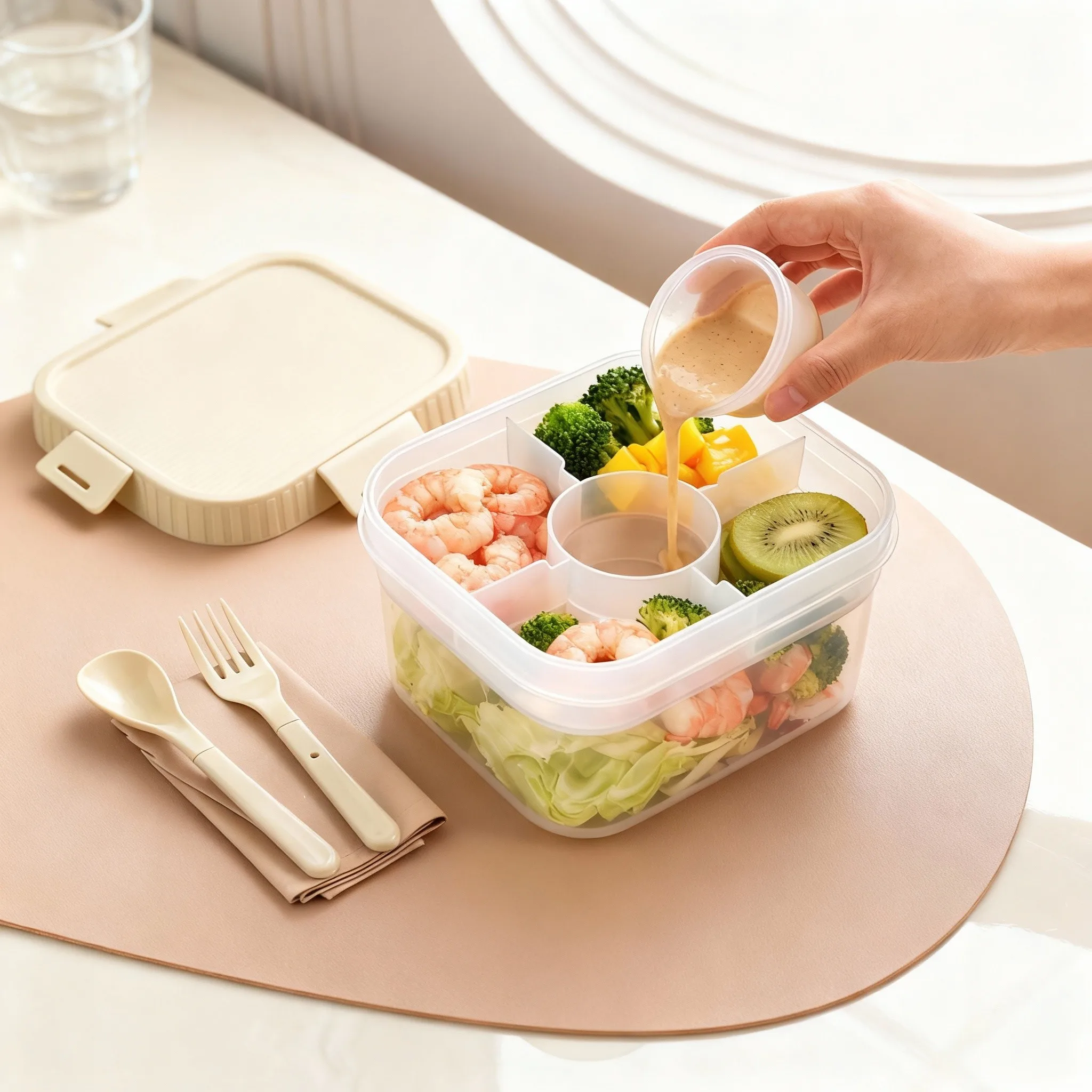 Food Storage Oven Safe - Kotak Makan Siang Plastik Portabel Berlapis