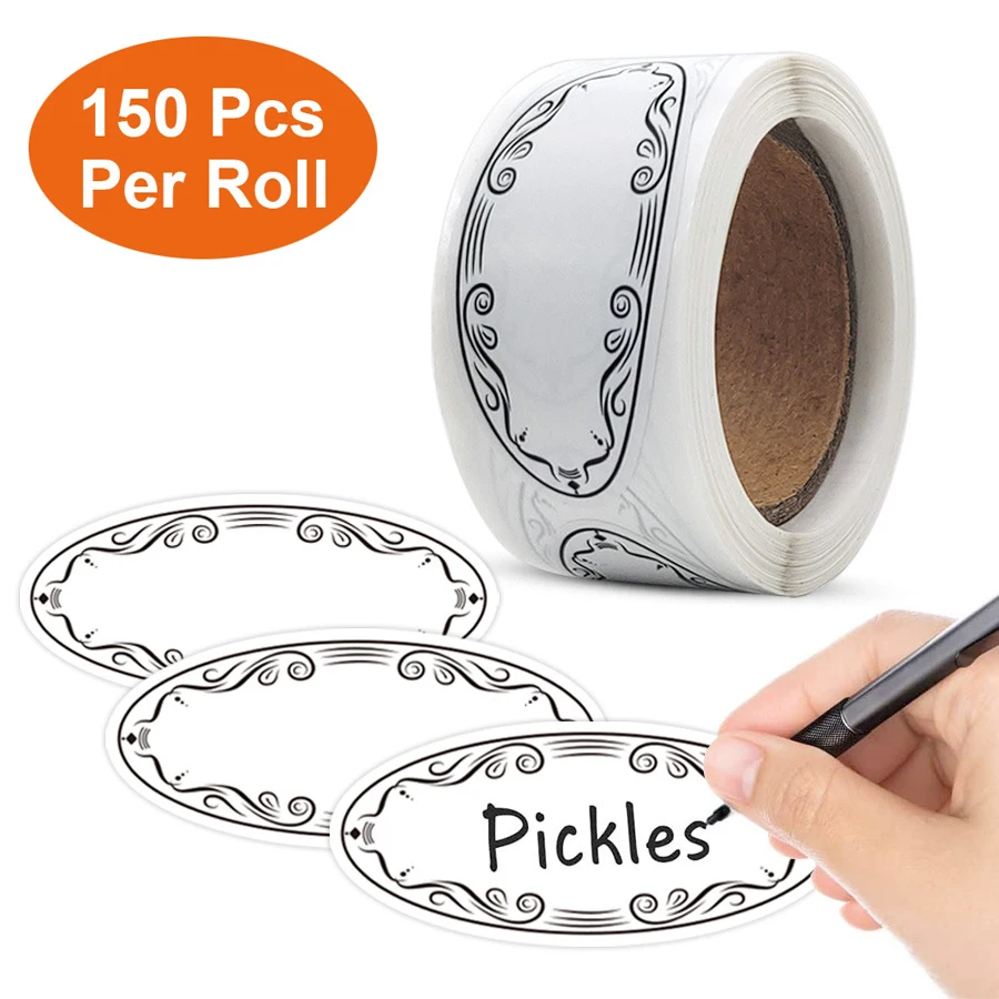 150 buah stiker oval berukuran - Food Storage Labels ulasan dan harga