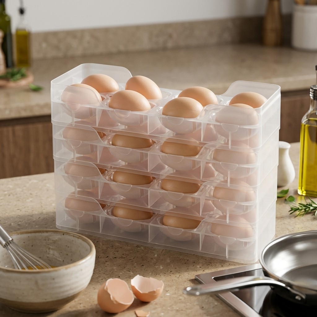 Wadah Telur yang Dapat Ditumpu - Food Storage With Dividers ulasan dan harga